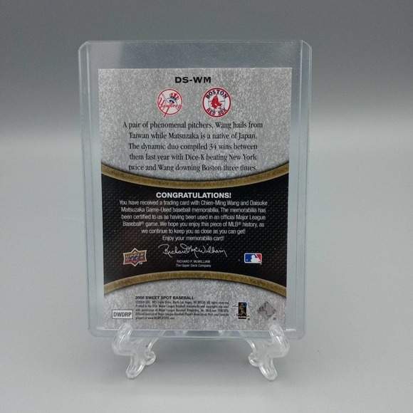 Chien-Ming Wang and Daisuke Matsuzaka Sweet Swatch Upper Deck 2008 Baseball Card - Picture 2 of 2